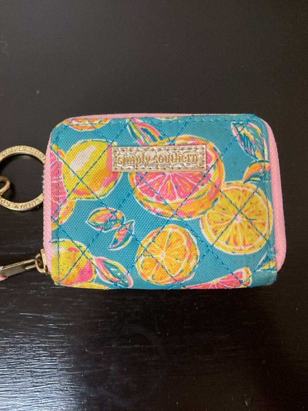 Simply Southern Women's Citrus Zest Quilted ID Wallet - Zip Close - 4.5"x3.25"